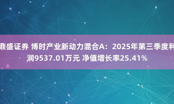鼎盛证券 博时产业新动力混合A：2025年第三季度利润9537.01万元 净值增长率25.41%