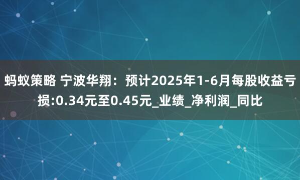 蚂蚁策略 宁波华翔：预计2025年1-6月每股收益亏损:0.34元至0.45元_业绩_净利润_同比